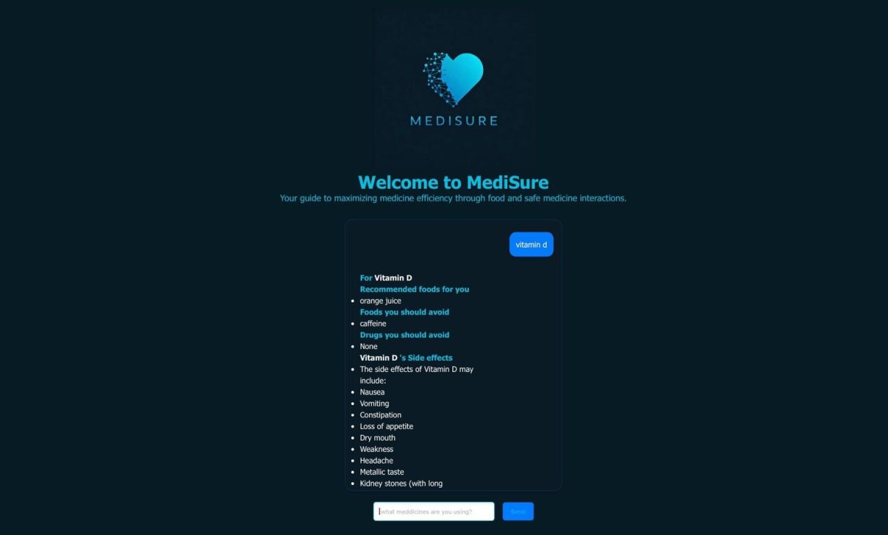 MediSure AI health assistant interface